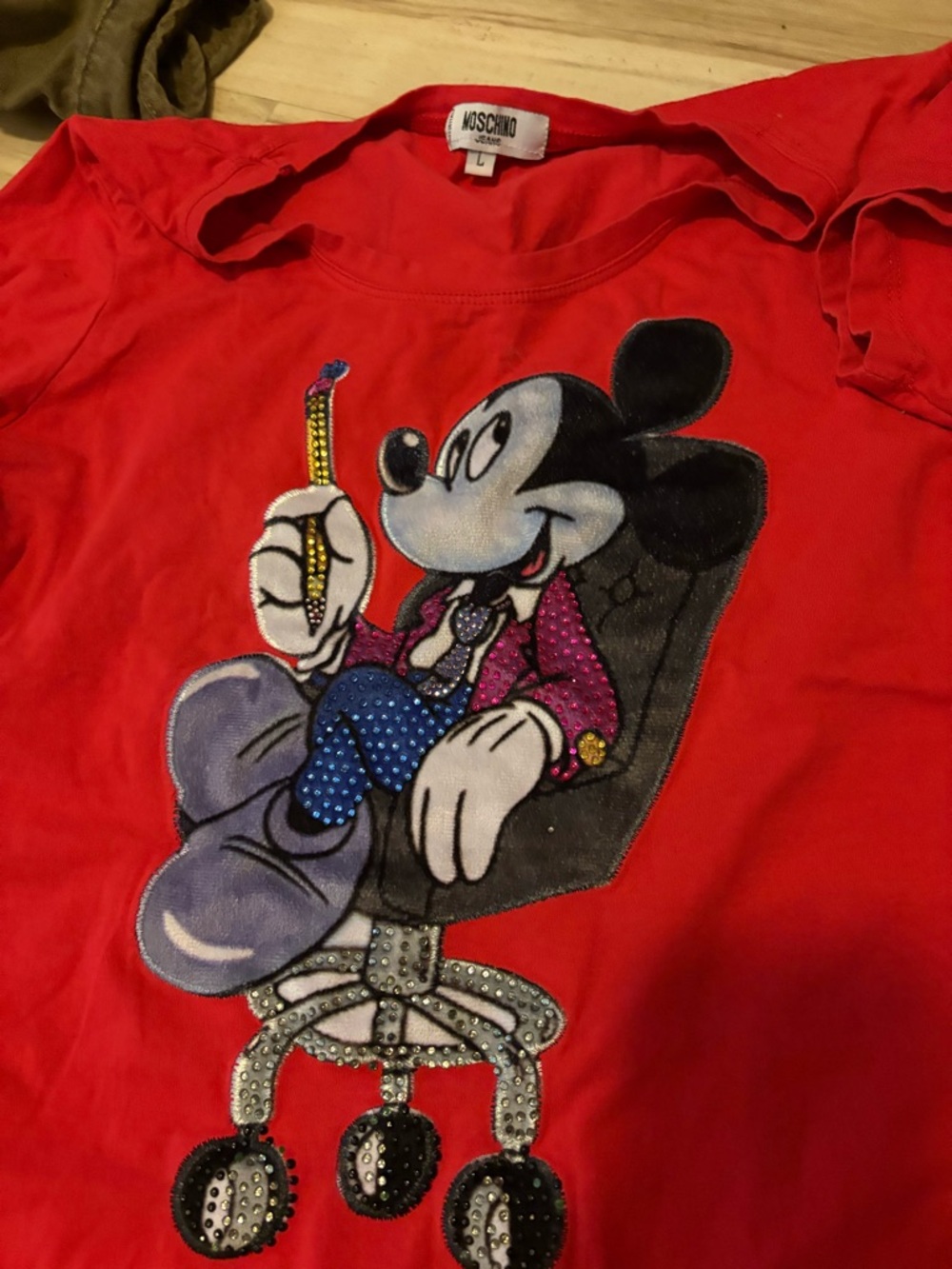 Moschino Red Sequin Mickey Graphic Tee